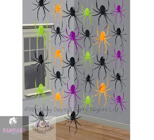 6 X 7Ft Scary Spider Hanging Strings Halloween Party Ceiling Door Window Decor