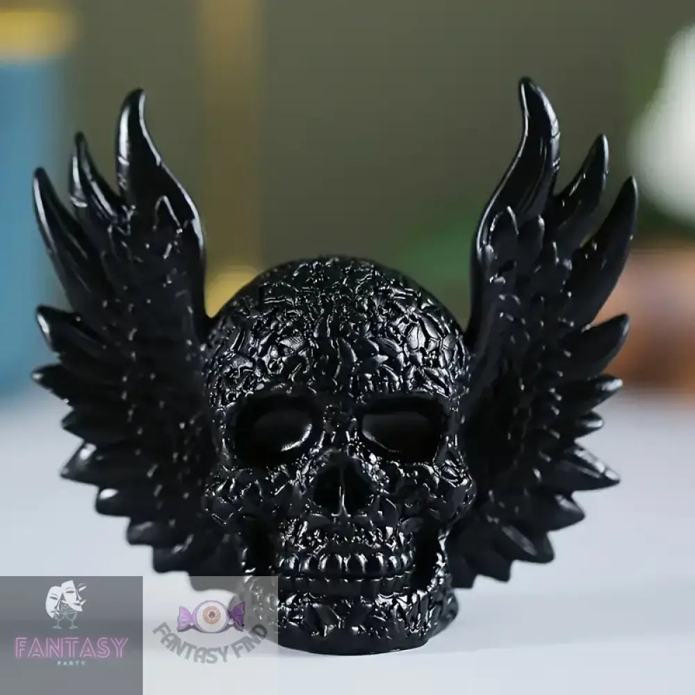 A Winged Skull Decorative Ornament - Black