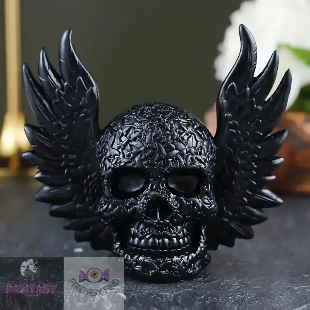 A Winged Skull Decorative Ornament - Black