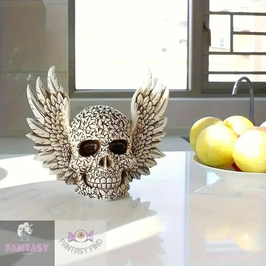 A Winged Skull Decorative Ornament - White