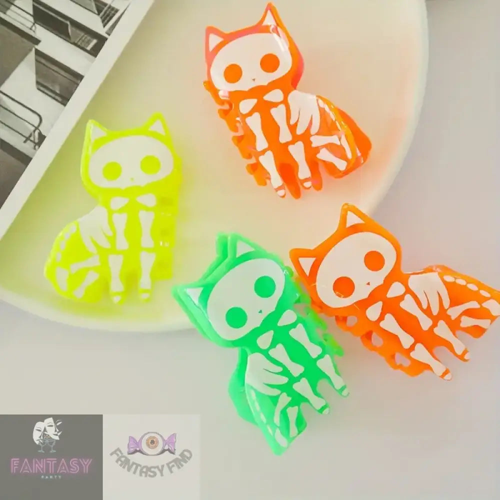 Acrylic Skeleton Cat Hair Clips - Choice Of Colour