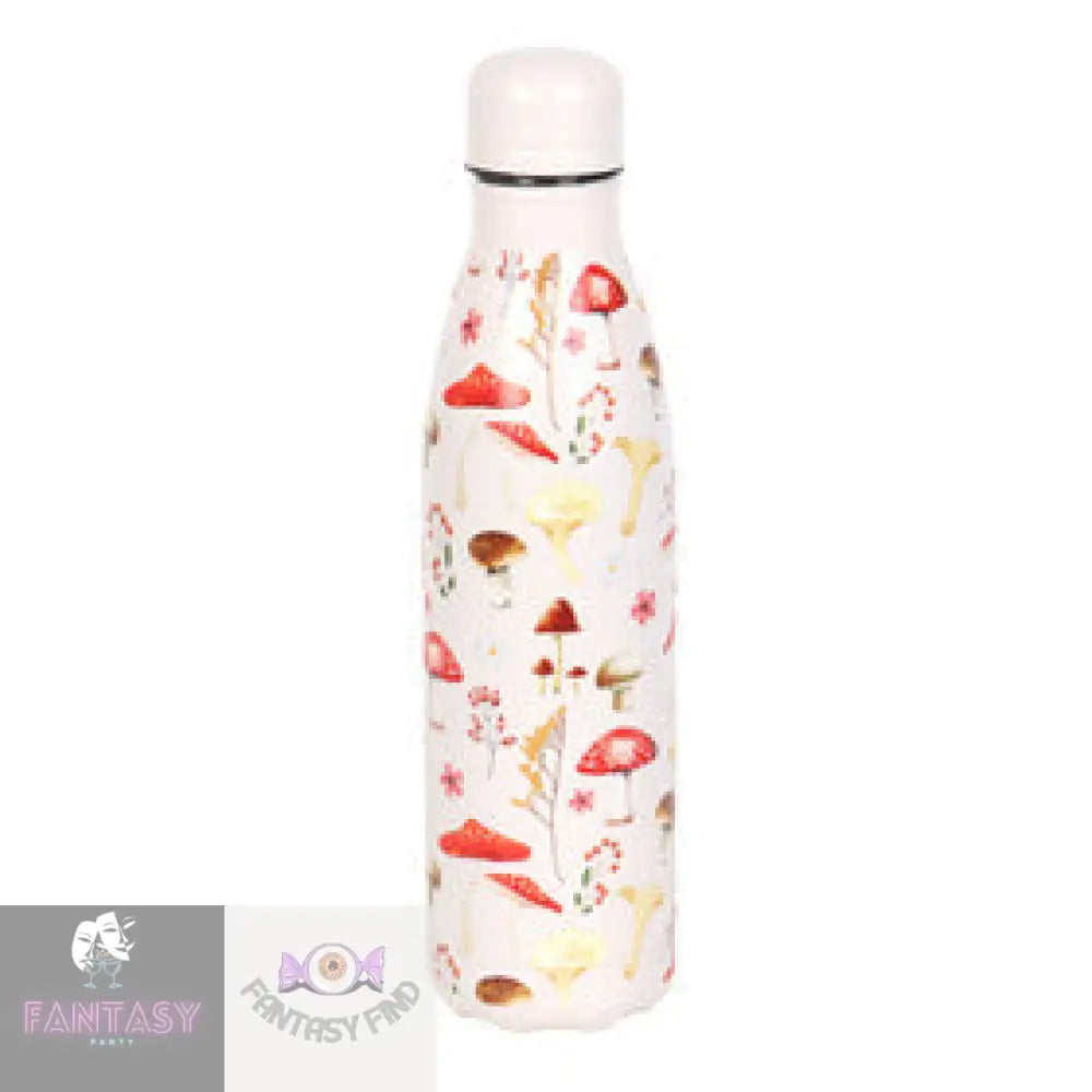 All Over Toadstool Mushroom Print Metal Water Bottle