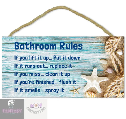 Bathroom Rules Hanging Sign