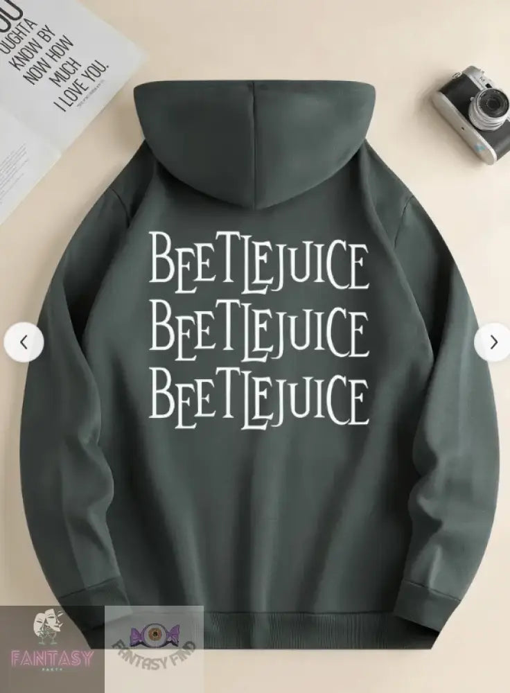 Beetlejuice Print Hoodie - Sizes Dark Grey