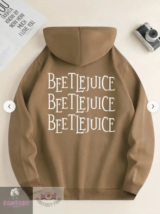 Beetlejuice Print Hoodie - Sizes Khaki
