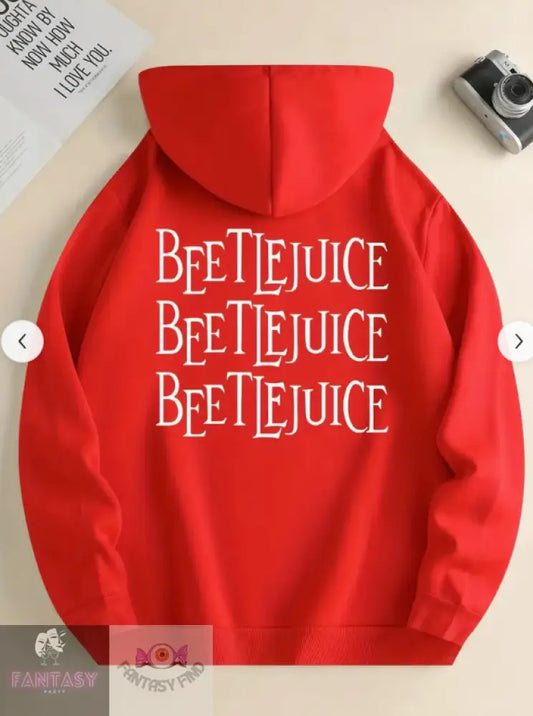 Beetlejuice Print Hoodie - Sizes Red