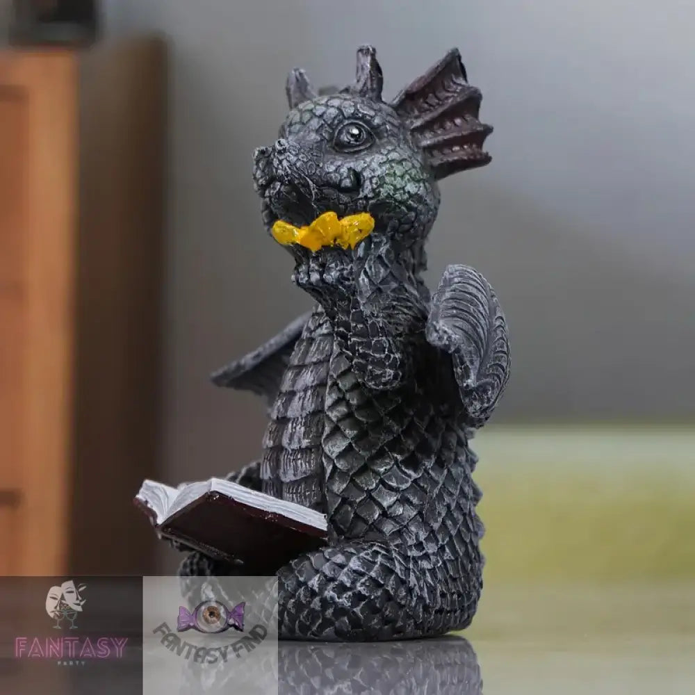 Black - Dragon Reading A Book Ornament