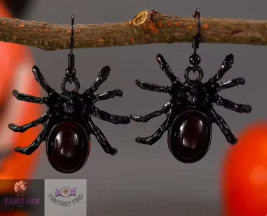 Black Spider Earrings