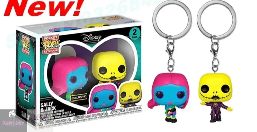 Blue Sally And Yellow Jack Funko Pop Keychain