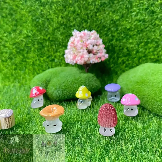 Cartoon Wild Mushrooms Elf Miniature Statue - Glow-In-The-Dark 18Pcs