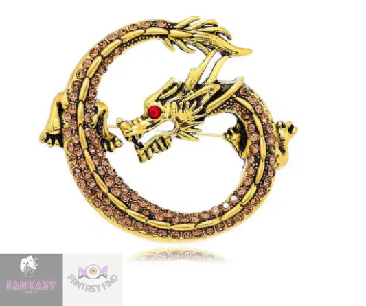 Dragon Pin Brooch- Pure Gold