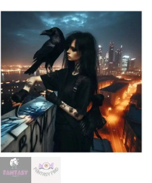 Gothic Girl & Crow 5D Diamond Art