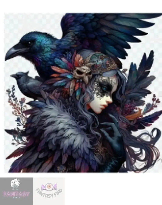 Gothic Girl With Crow 5D Diamond Art