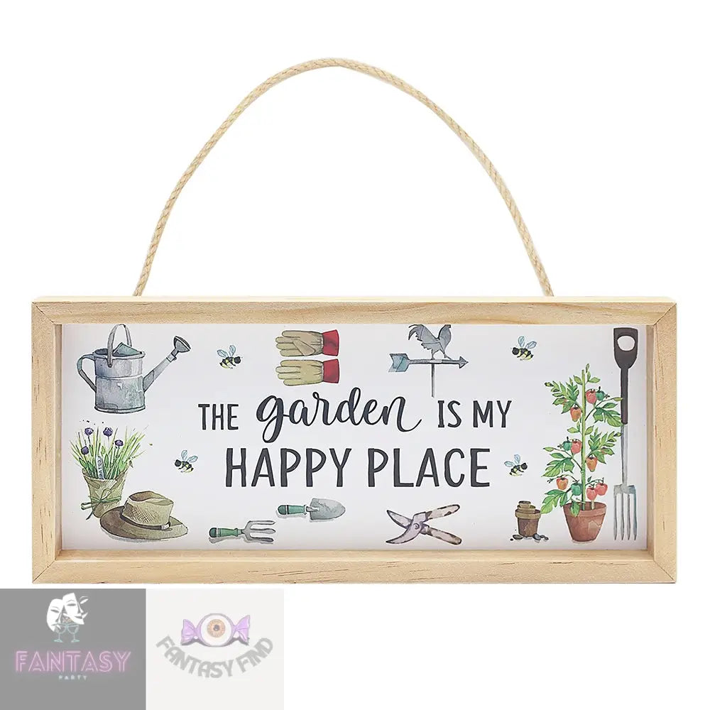 Green Fingers Long Plaque - Happy Place 27Cm