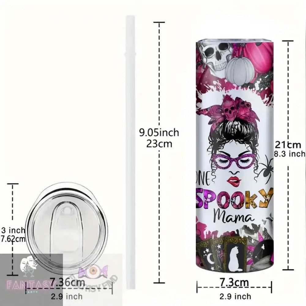 Halloween 20Oz ’One Spooky Mama’ Design Stainless Steel Tumbler With Straw & Lid