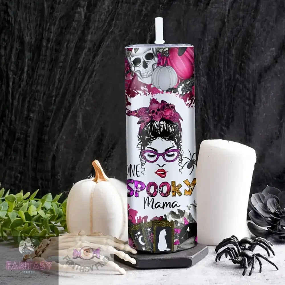 Halloween 20Oz ’One Spooky Mama’ Design Stainless Steel Tumbler With Straw & Lid