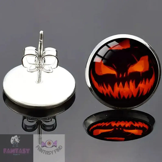 Halloween Pumpkin Flame Stud Earrings