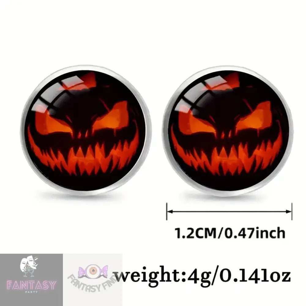 Halloween Pumpkin Flame Stud Earrings