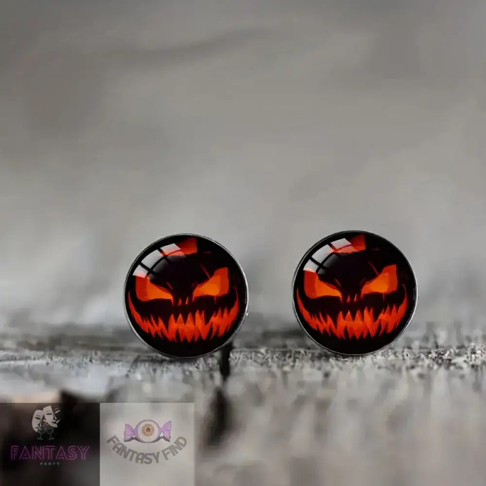 Halloween Pumpkin Flame Stud Earrings