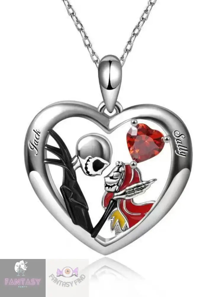 Jack & Sally With Roses Nightmare Before Christmas Necklace