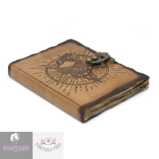 Leather Pentagon & Skull With Burns Detail Notebook (7X5’’)