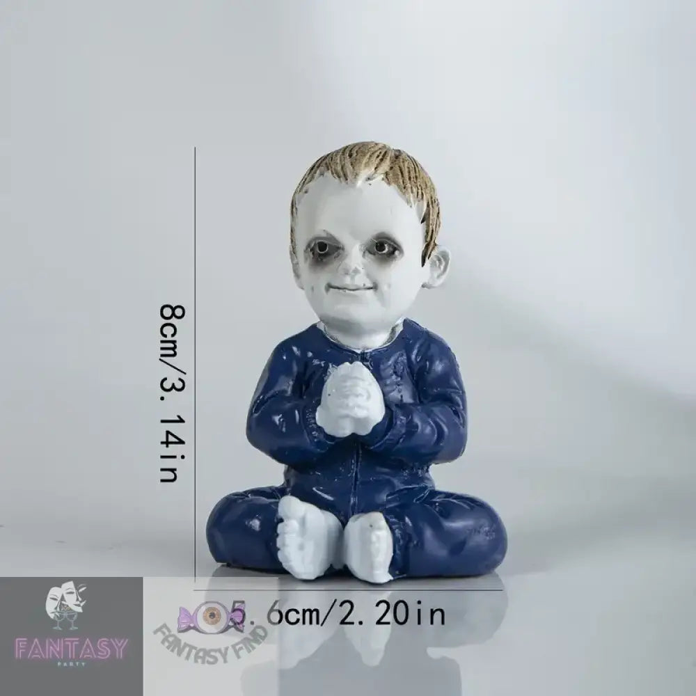 Little Devil Resin Doll - Choice Of Design White-Faced Kid In Blue Clothes