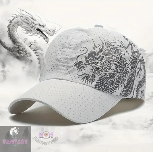 Mythological Dragon Baseball Cap - White