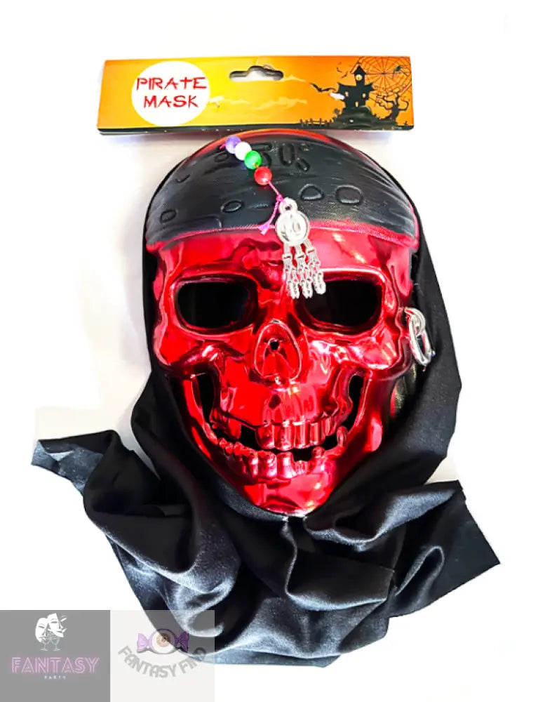 Petrifying Pirate Metal Look Mask Red