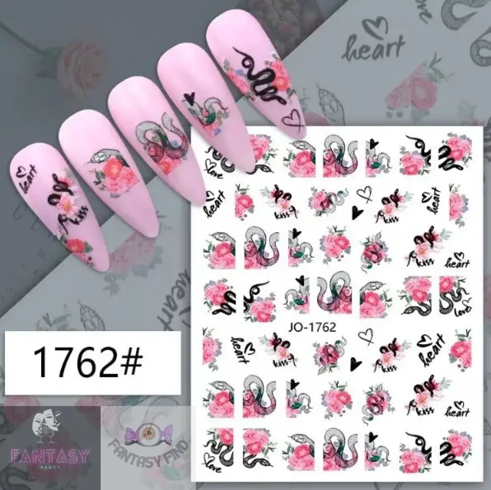 Pink Snake Paint Splatters - Nail Art