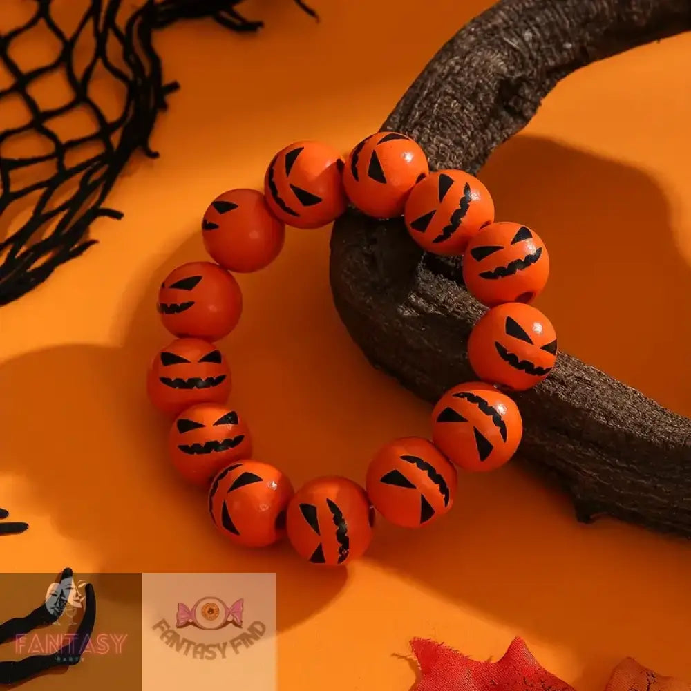 Pumpkin Wooden Beads Bracelet