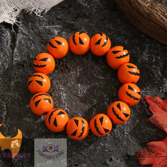 Pumpkin Wooden Beads Bracelet