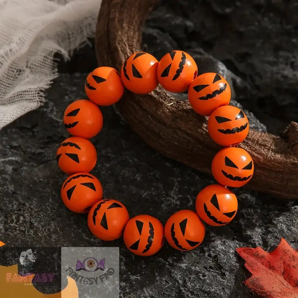 Pumpkin Wooden Beads Bracelet