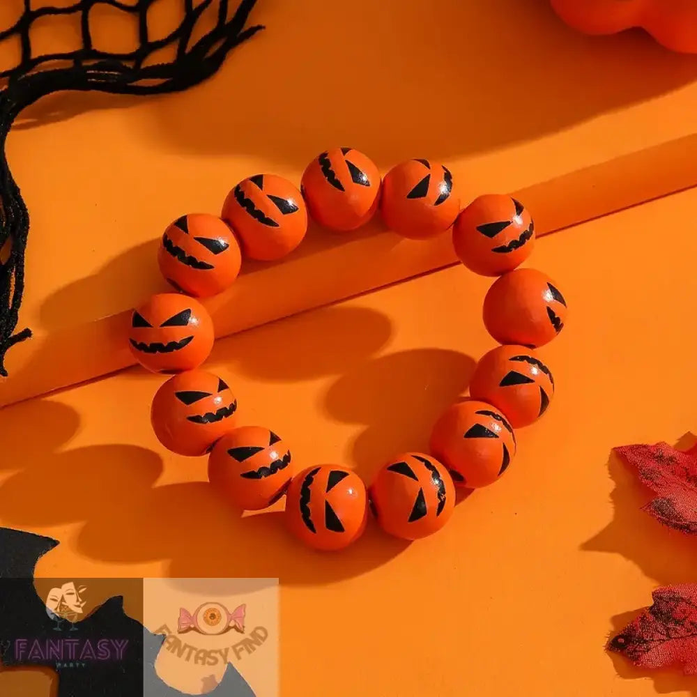 Pumpkin Wooden Beads Bracelet