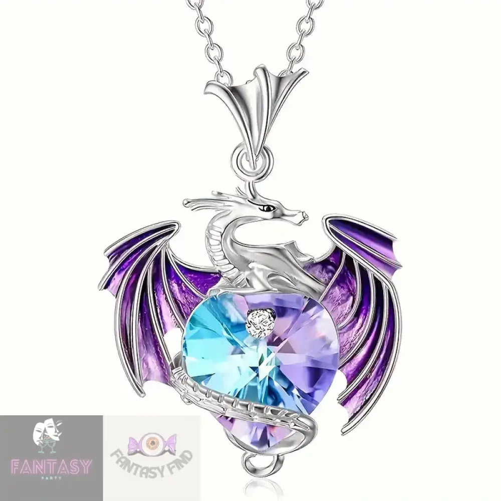 Purple Dragon Rhinestone Pendant Necklace