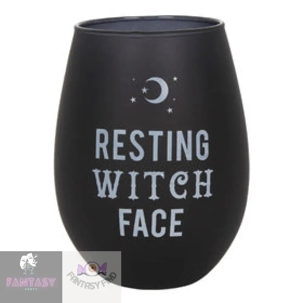 Resting Witch Face Stemless Wine Glass