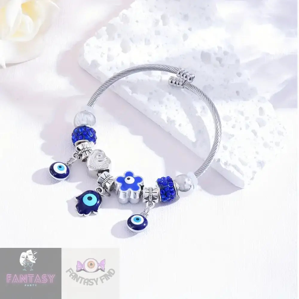 Rhinestone Eye Bracelet - Evil Blue