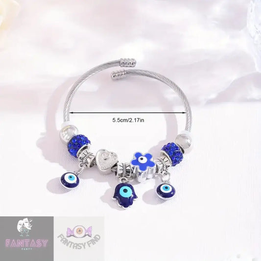 Rhinestone Eye Bracelet - Evil Blue