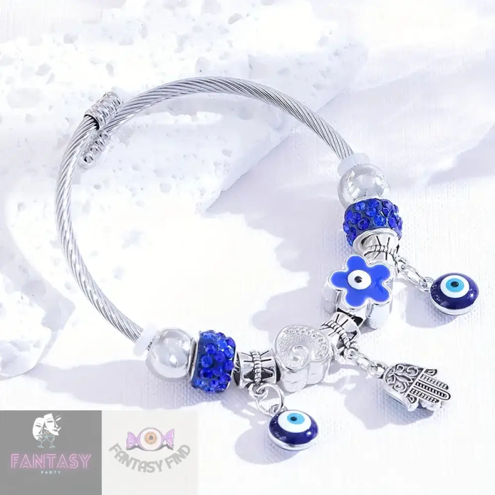 Rhinestone Eye Bracelet - Evil Blue