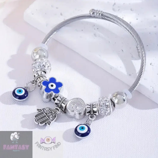 Rhinestone Eye Bracelet - Evil White