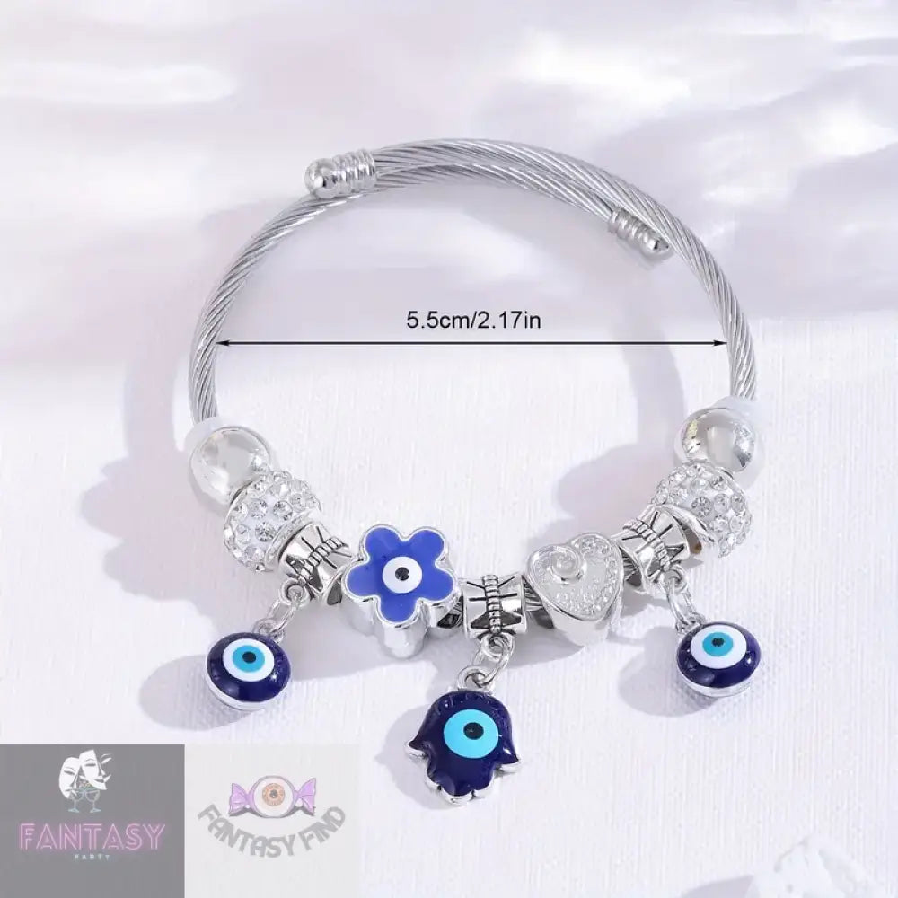 Rhinestone Eye Bracelet - Evil White