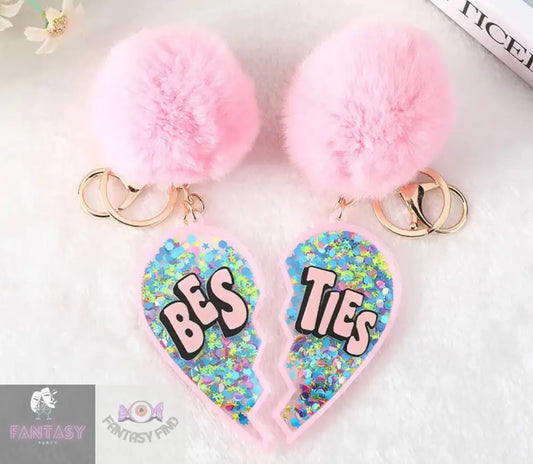 Set Of 2 Besties Keyring - Light Pink