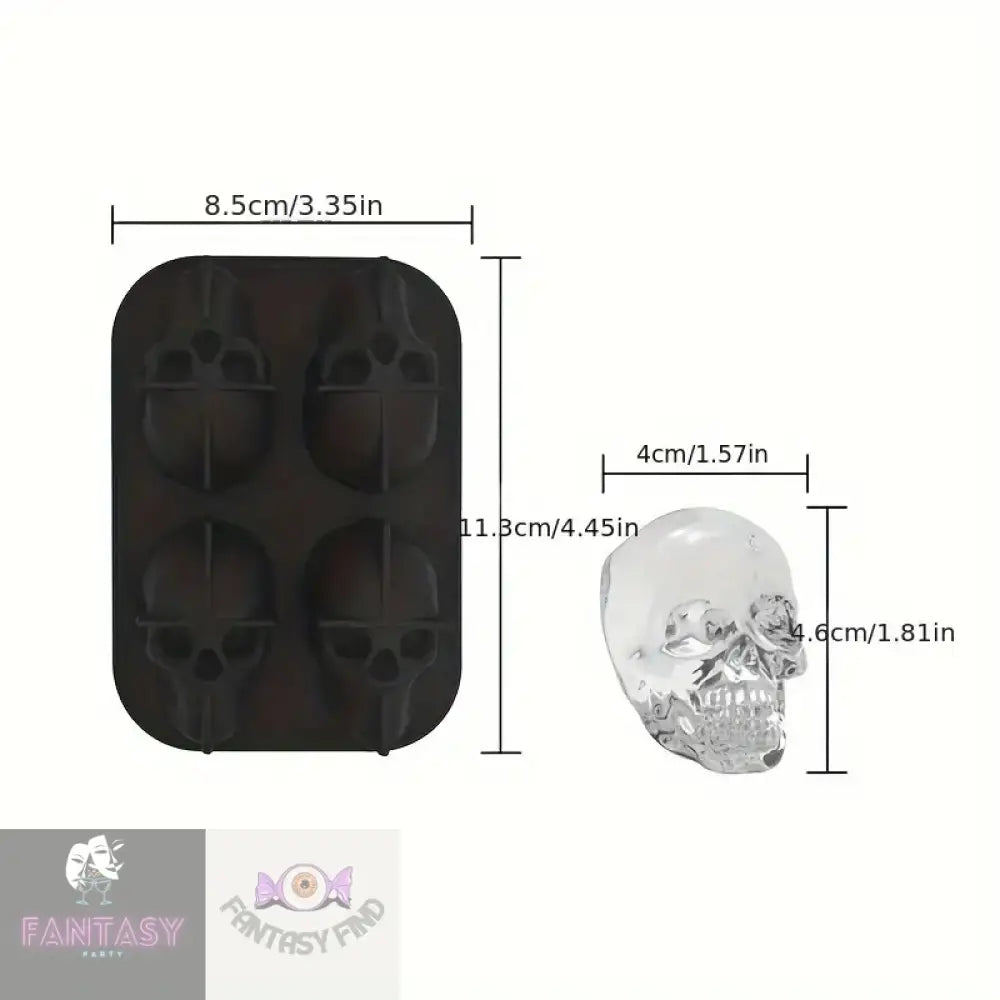 Silicone Skull Ice Moulds 4-Cavity Mold