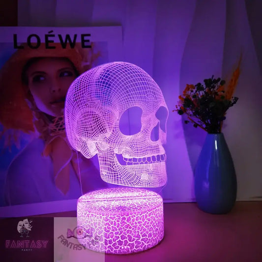 Skull 3D Nightlight - 16 Colours White Crackle