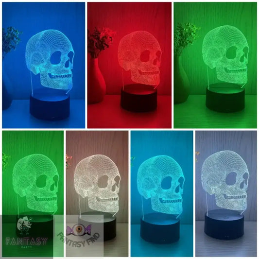 Skull 3D Nightlight - 7 Colours Black Base