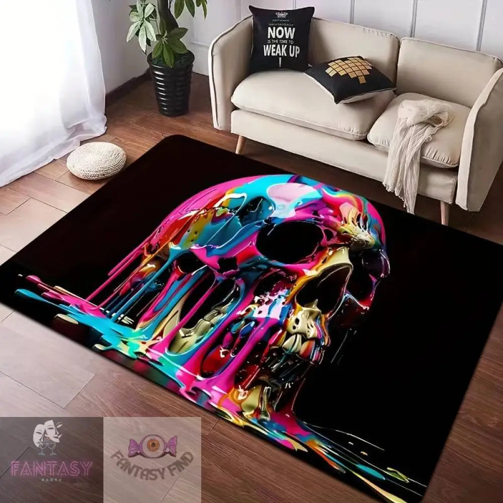 Skull Gothic Rug - Black