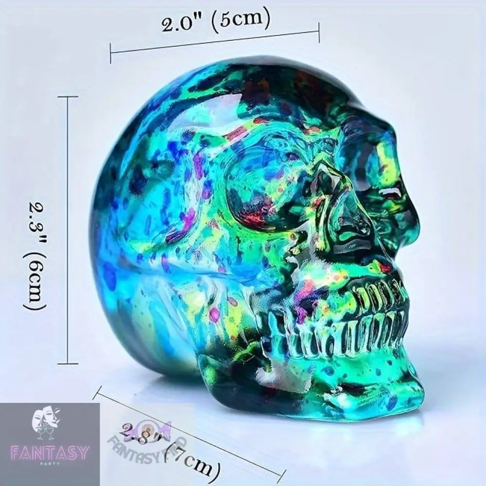 Skull Head Ornament - Blue & Green Explosions