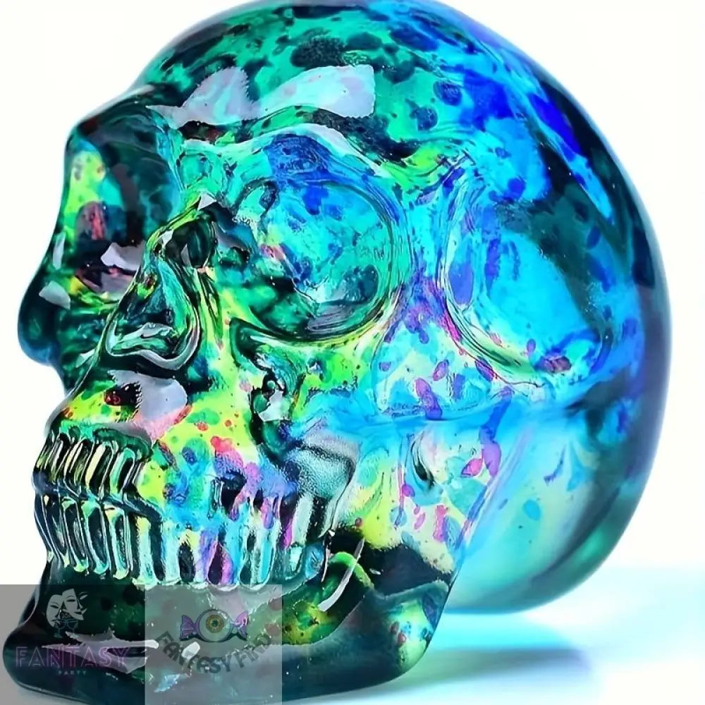 Skull Head Ornament - Blue & Green Explosions