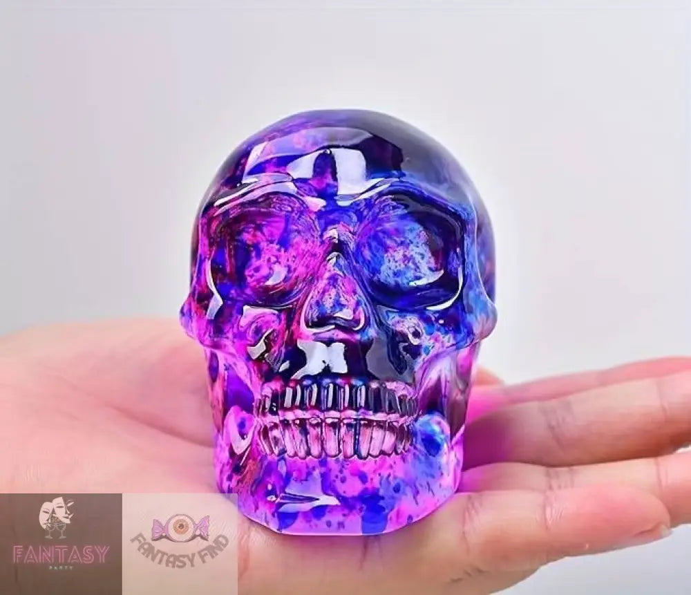 Skull Head Ornament - Blue & Pink Popcorn