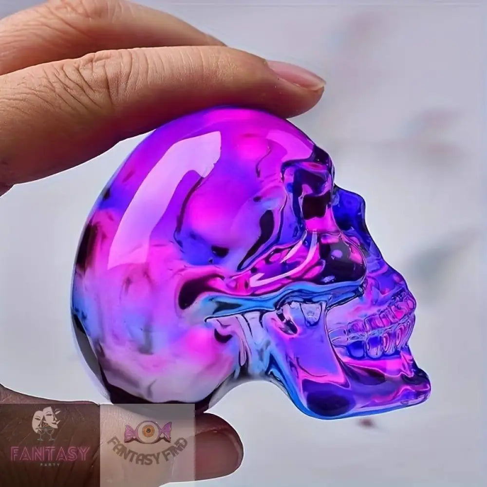 Skull Head Ornament - Blue & Pink Popcorn