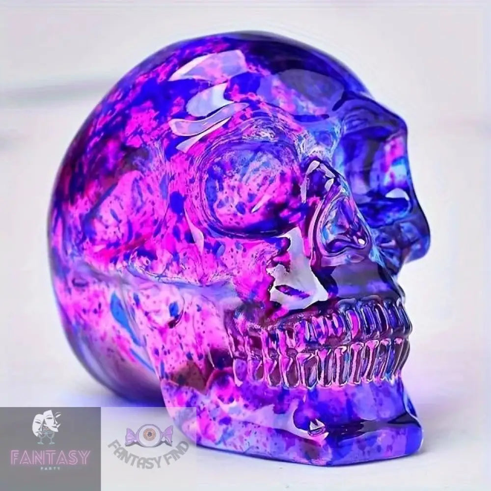 Skull Head Ornament - Blue & Pink Popcorn